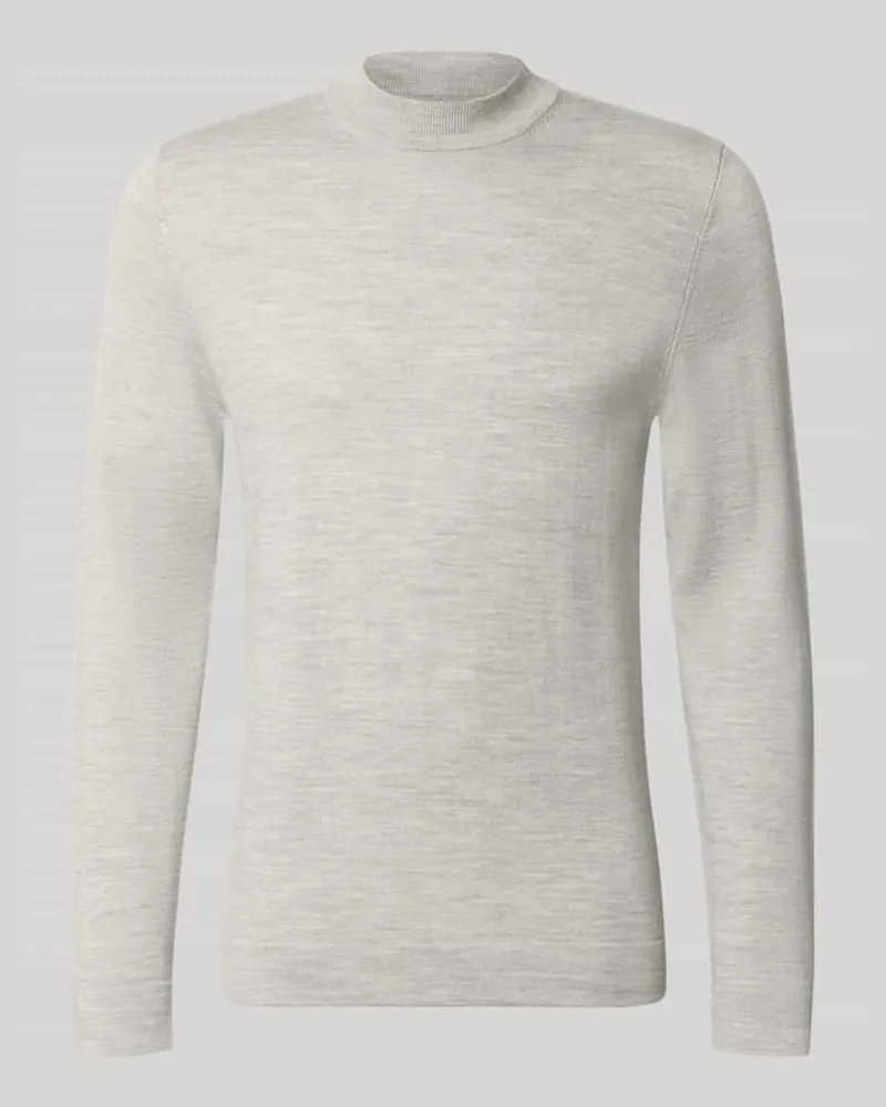 Drykorn Slim Fit Longsleeve aus reiner Schurwolle Modell 'Arwon Hellgrau