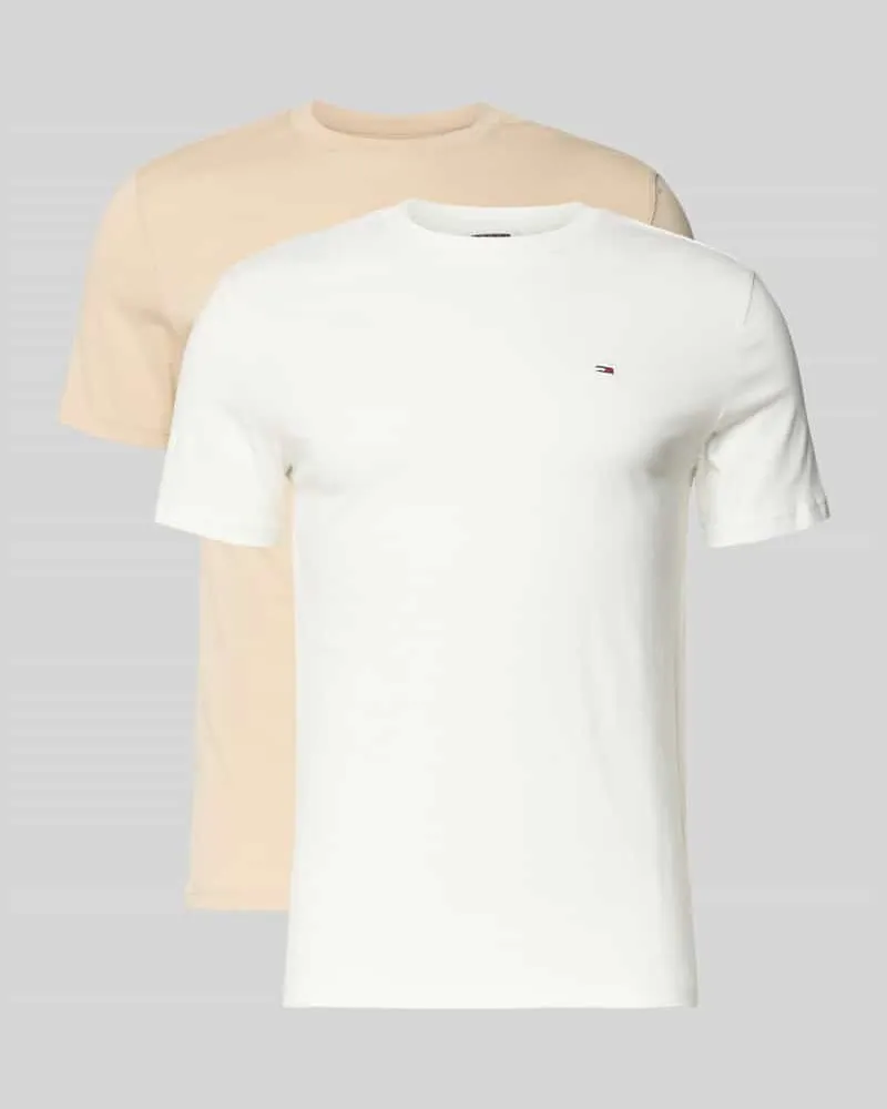 Tommy Hilfiger Slim Fit T-Shirt Set aus reiner Baumwolle im 2er-Pack Beige