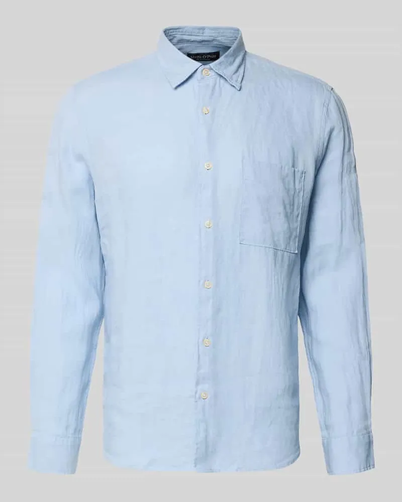 Marc O'Polo Regular Fit Freizeithemd aus reinem Leinen Hellblau