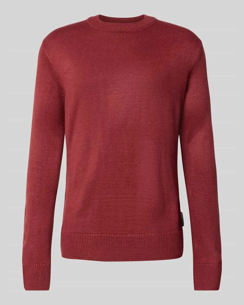 Tom Tailor Regular Fit Strickpullover aus Rippstrick Rot