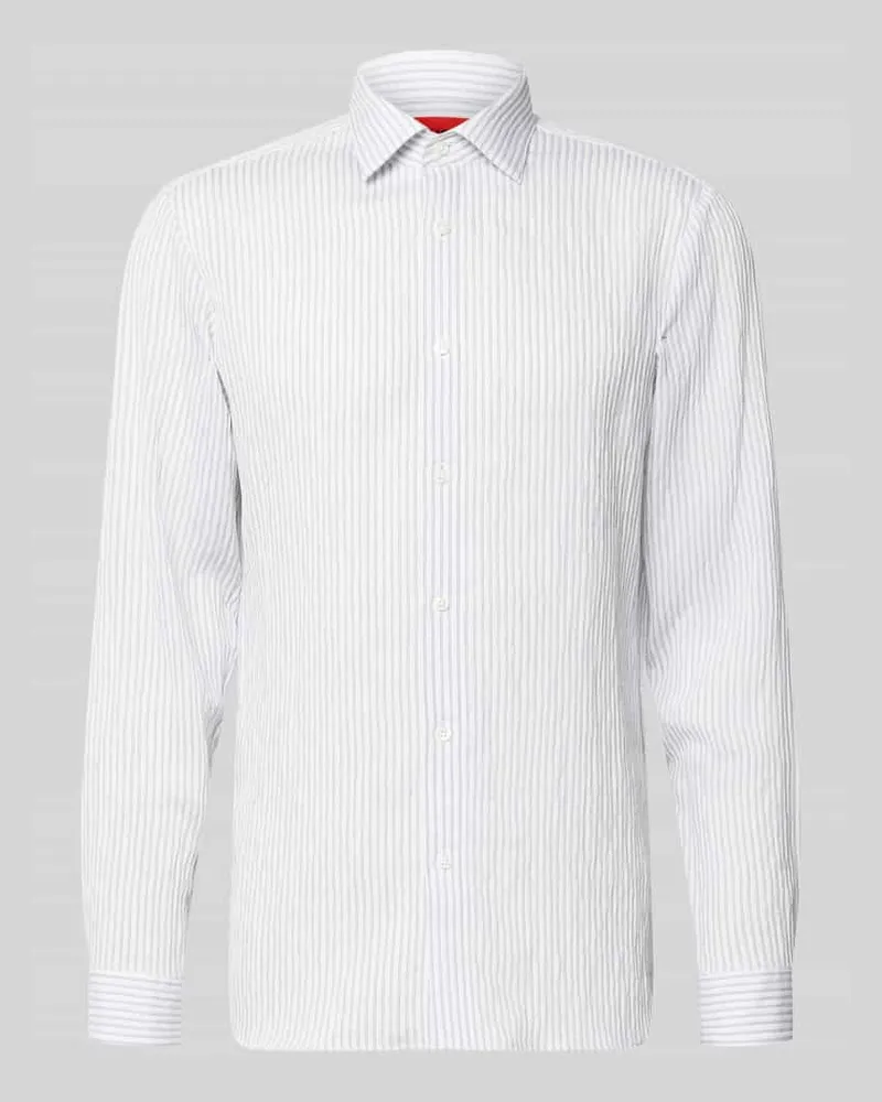 HUGO BOSS Modern Fit Businesshemd aus Viskose-Mix Modell 'VALERIO Jeansblau