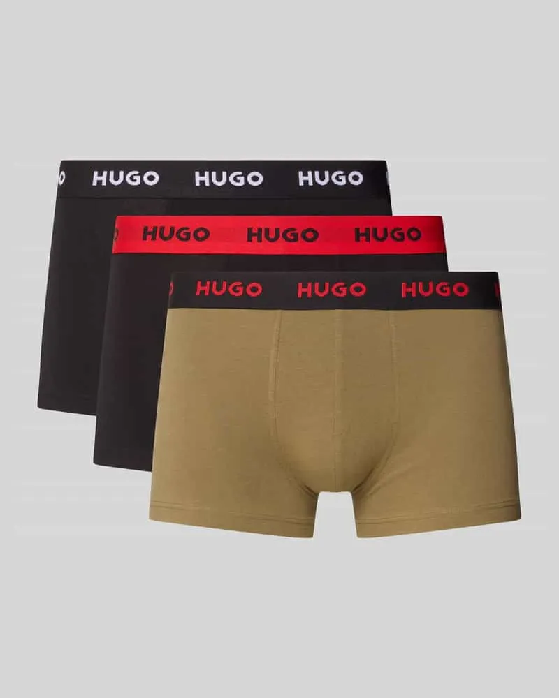HUGO BOSS Trunks aus Baumwoll-Mix mit elastischem Label-Bund im 3er-Pack Black