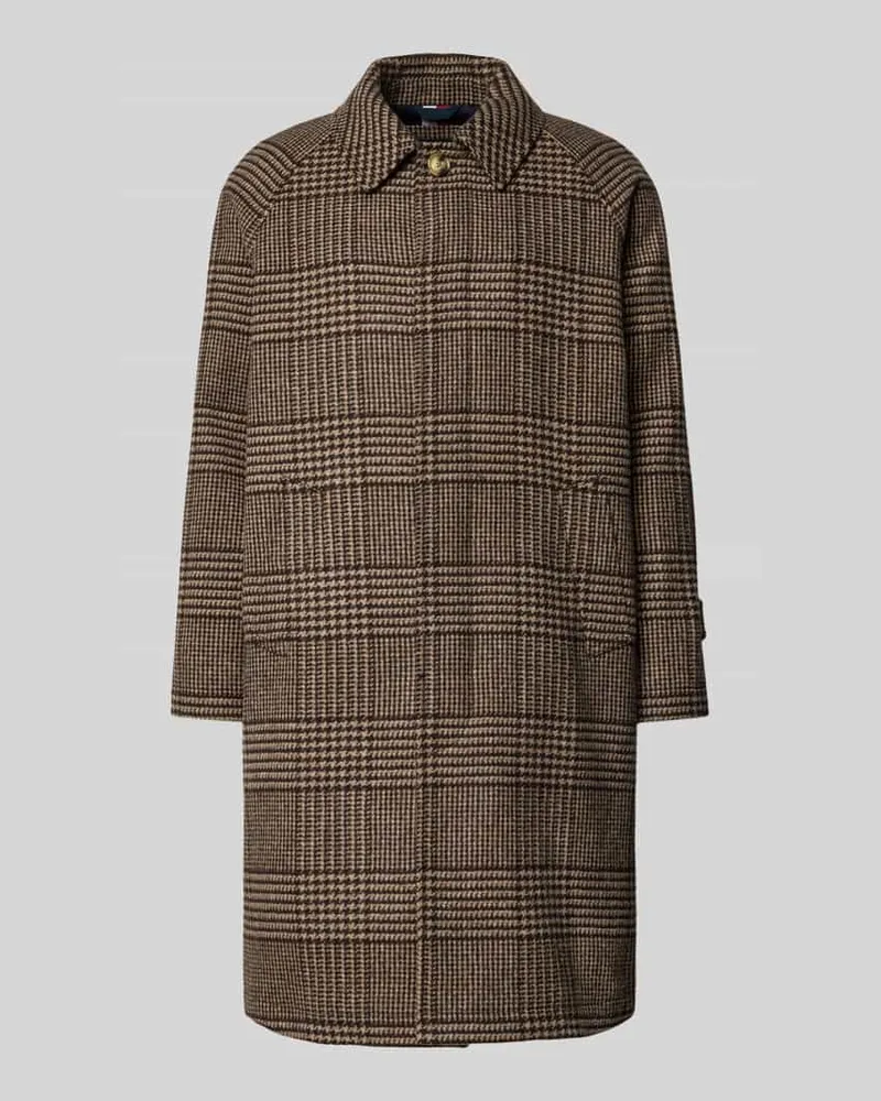 Tommy Hilfiger Relaxed Fit Wollmantel mit verdeckter Knopfleiste Mittelbraun