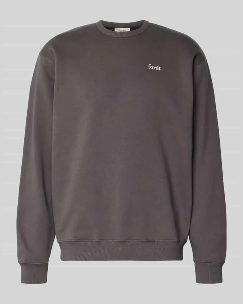 forét Sweatshirt mit Label-Stitching Dunkelgrau