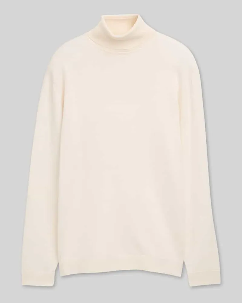 Tom Tailor Rollkragenpullover mit Feinstrickstruktur Weiss