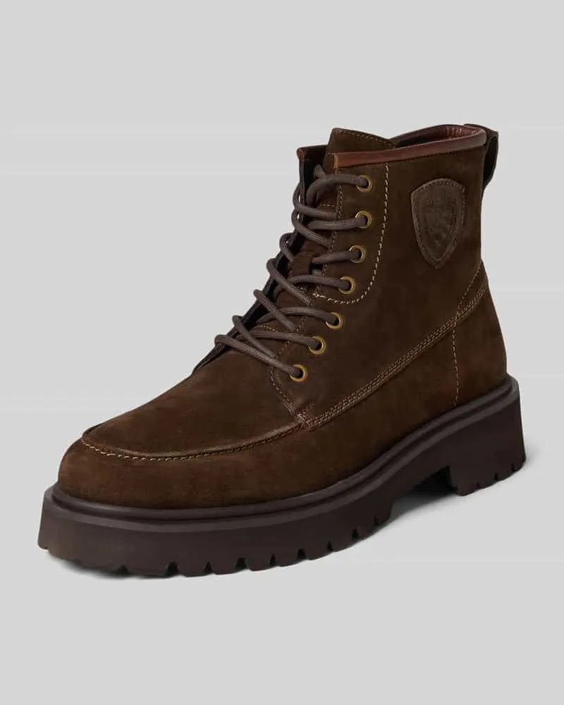 Blauer Boots aus Leder mit Reißverschluss Modell 'Buxton Dunkelbraun
