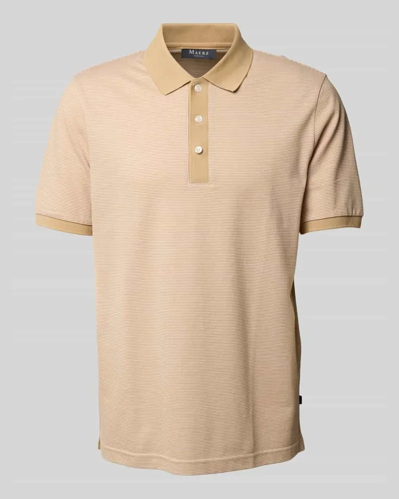 Maerz Slim Fit Poloshirt mit Strukturmuster Sand