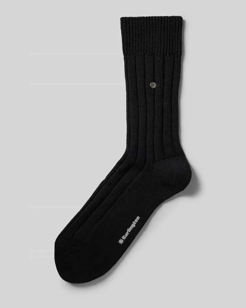 Burlington Socken mit Label-Print Black