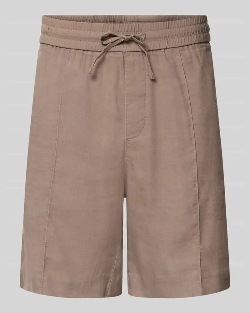 HUGO BOSS Straight Fit Chinoshorts aus Leinen-Lyocell-Mix Modell 'CINO Hellbraun