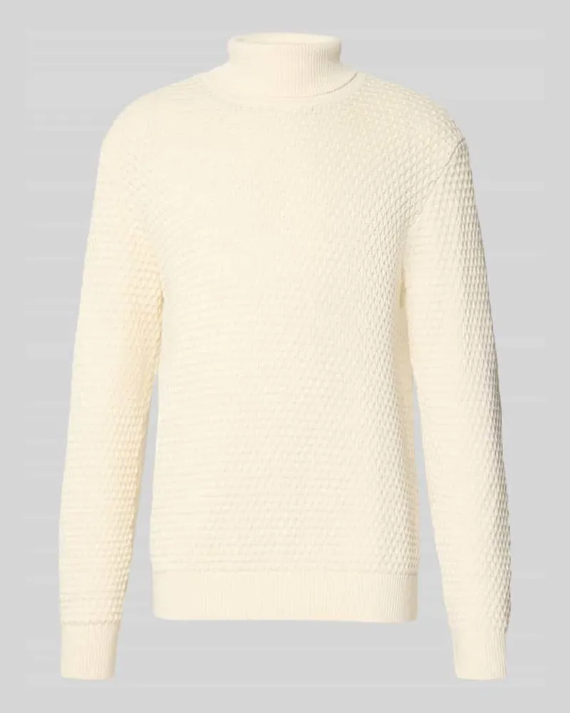 McNeal Rollkragenpullover mit gerippten Abschlüssen Ecru