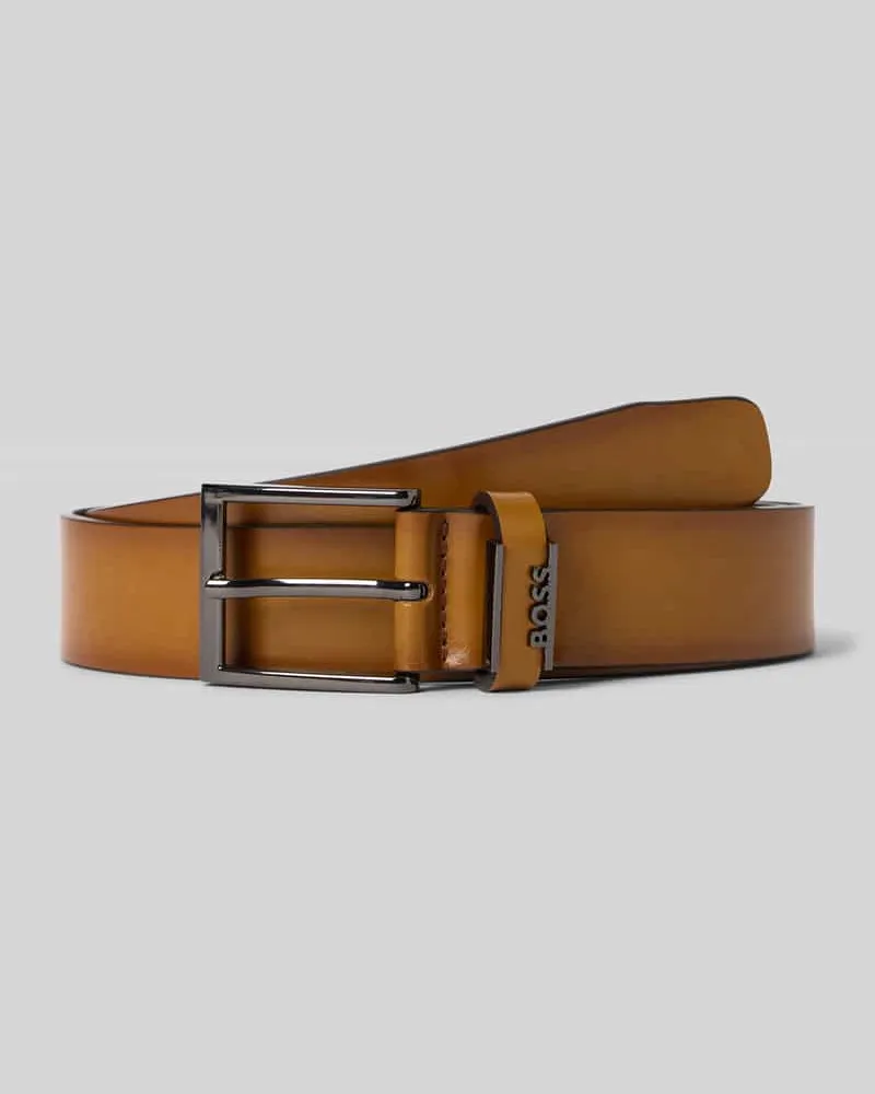 HUGO BOSS Ledergürtel mit Label-Applikation aus Metall 