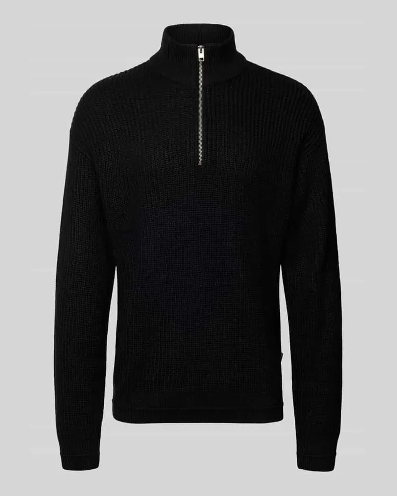 Jack & Jones Strickpullover mit Reißverschluss Modell 'KAITO Black