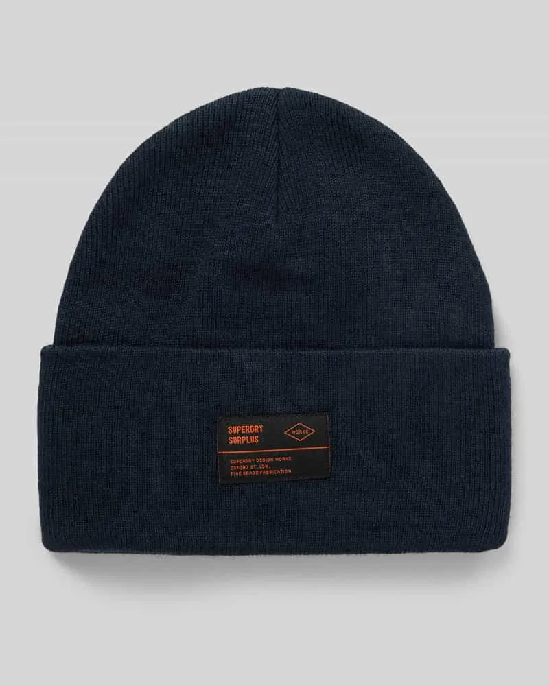 Superdry. Beanie mit Label-Patch Modell 'WORKWEAR Marine