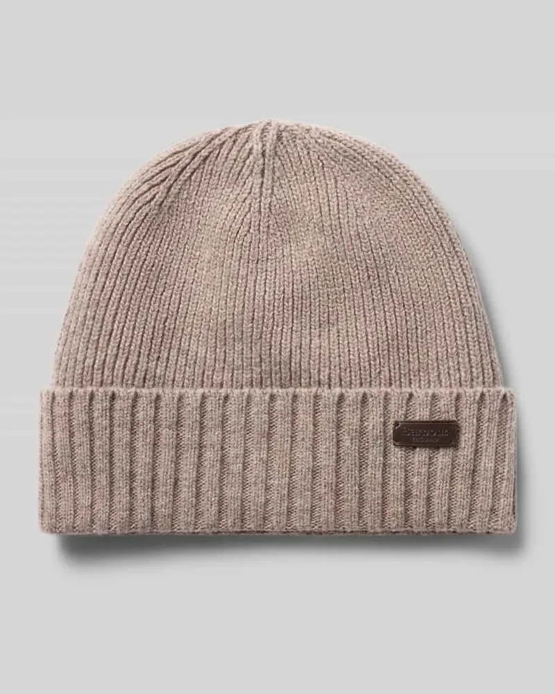 Barbour Beanie mit Logo-Patch Beige