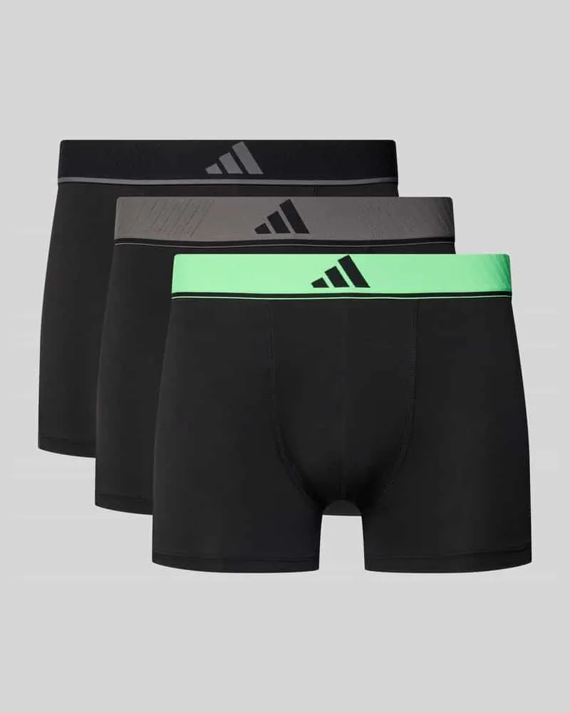 adidas Slim Fit Trunks mit Logo-Stitching Modell 'Active' im 3er-Pack Black