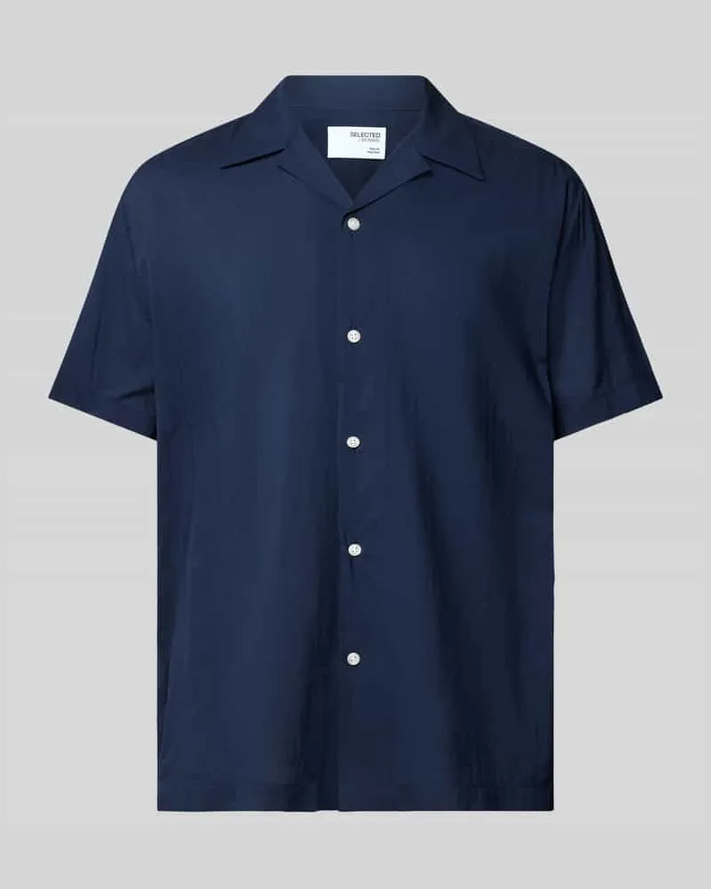 Selected Homme Regular Fit Freizeithemd mit Allover-Muster Marine