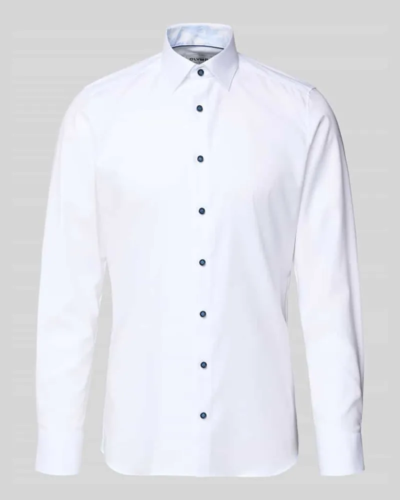 Olymp Slim Fit Business-Hemd mit Kentkragen Weiss