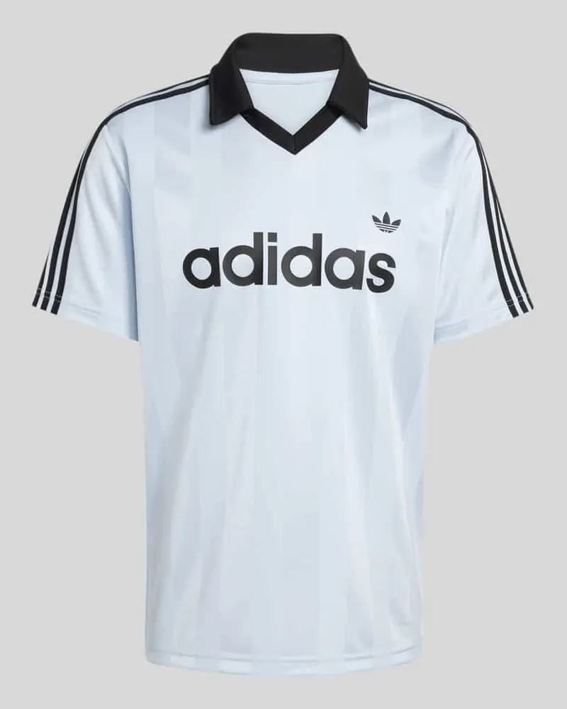 adidas T-Shirt Trikot mit Logo Print Hellblau