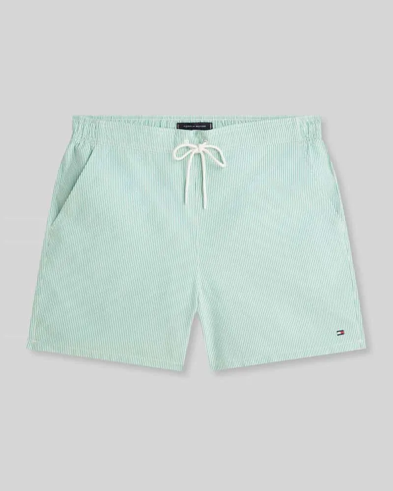 Tommy Hilfiger Regular Fit Badehose mit Label Stitching Hellgruen
