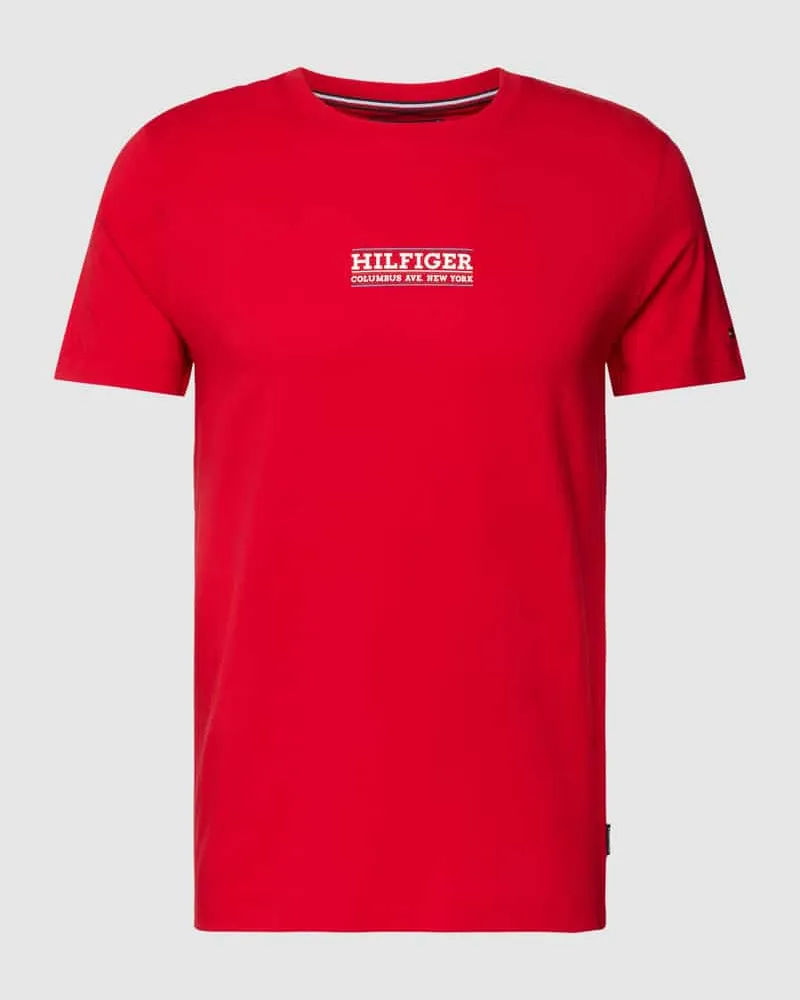 Tommy Hilfiger T-Shirt mit Label-Print Dunkelrot