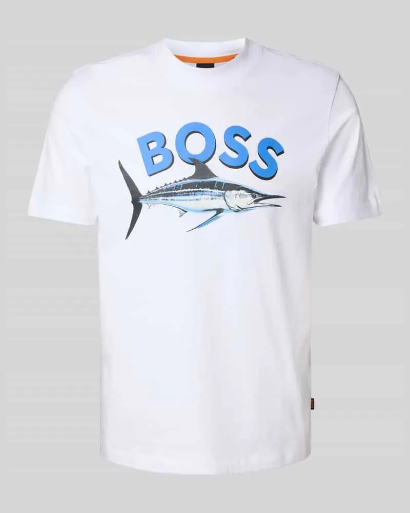HUGO BOSS T-Shirt mit Label-Motiv-Print Modell 'Bossfish 