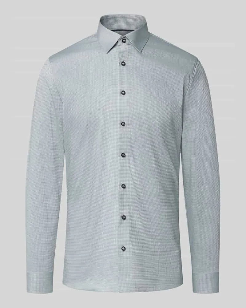 Olymp Super Slim Fit Businesshemd aus Baumwoll-Mix Gruen