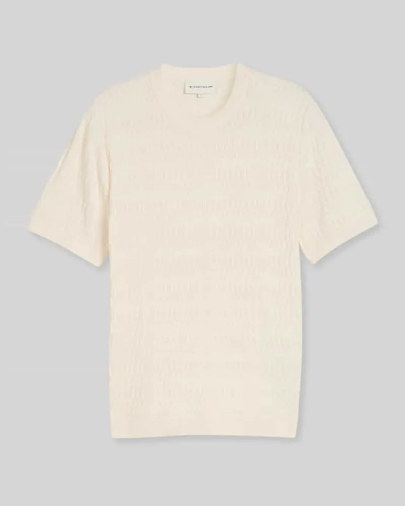 Tom Tailor Regular Fit Pullover aus reiner Baumwolle Ecru