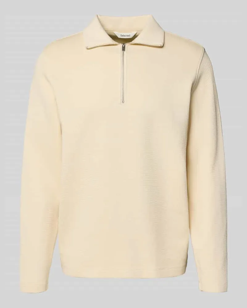 Selected Homme Sweatshirt aus Baumwoll-Mix Modell 'KEV Ecru