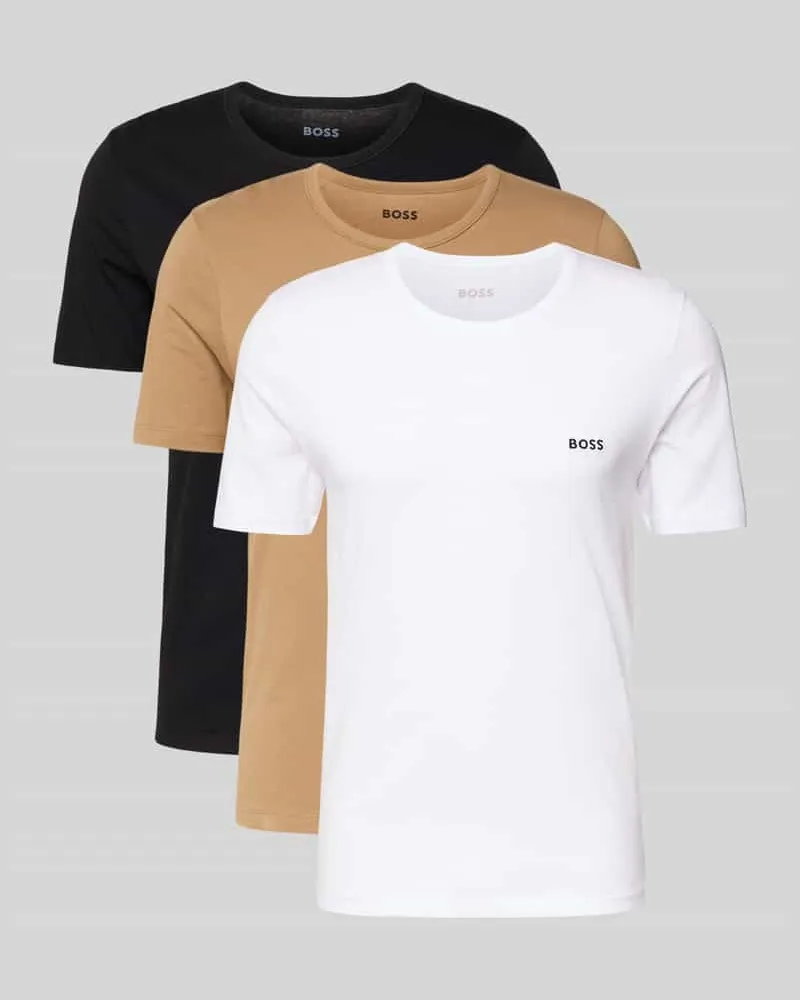HUGO BOSS Regular Fit T-Shirt aus reiner Baumwolle im 3er-Pack Modell 'CLASSIC Camel