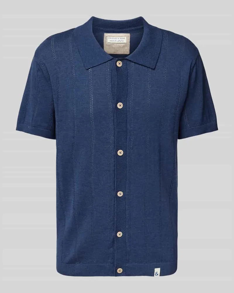 colours & sons Regular Fit Freizeithemd mit Leinen-Anteil Marine
