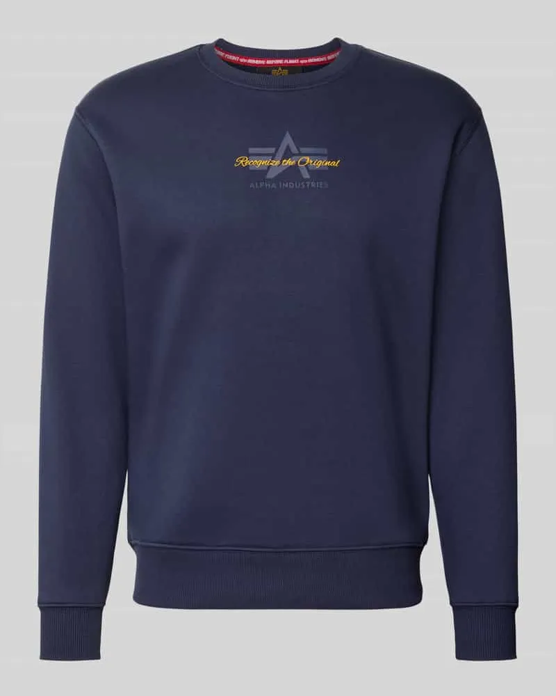 Alpha Industries Regular Fit Sweatshirt aus Baumwoll-Mix mit Label-Detail Marine