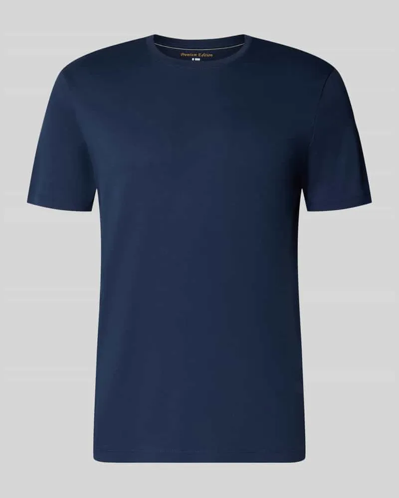 Christian Berg T-Shirt mit geripptem Rundhalsausschnitt Marine