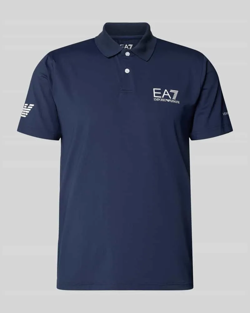 EA7 Regular Fit Poloshirt mit Logo Dunkelblau