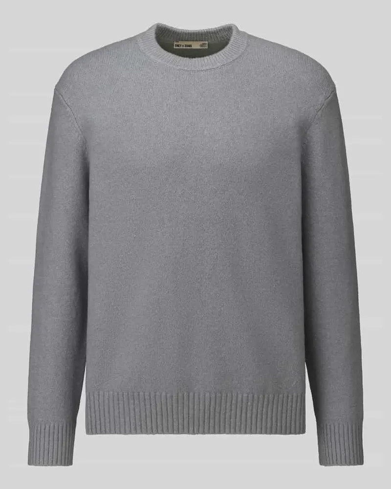 Only & Sons Relaxed Fit Pullover aus Baumwoll-Mix mit Woll-Anteil Modell 'JAMES Hellblau