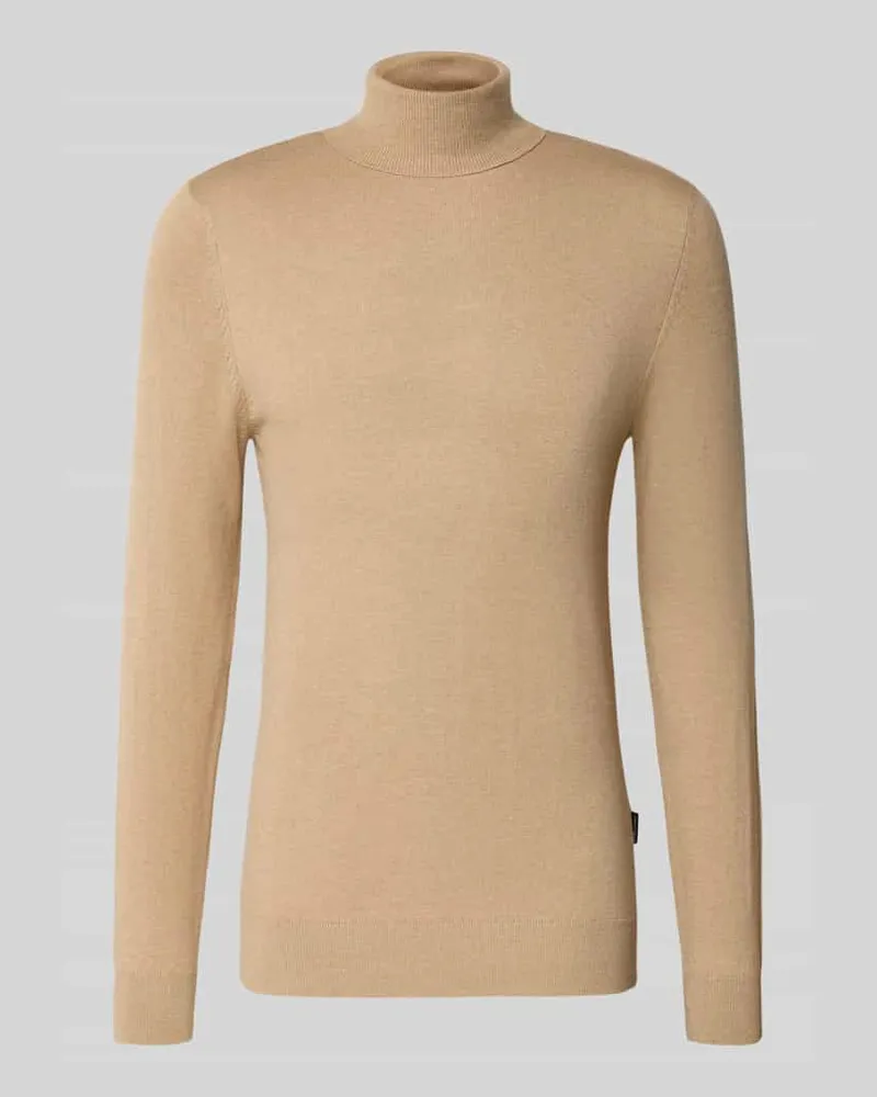 Blend Rollkragenpullover mit Label-Detail Modell 'BAGGE Beige