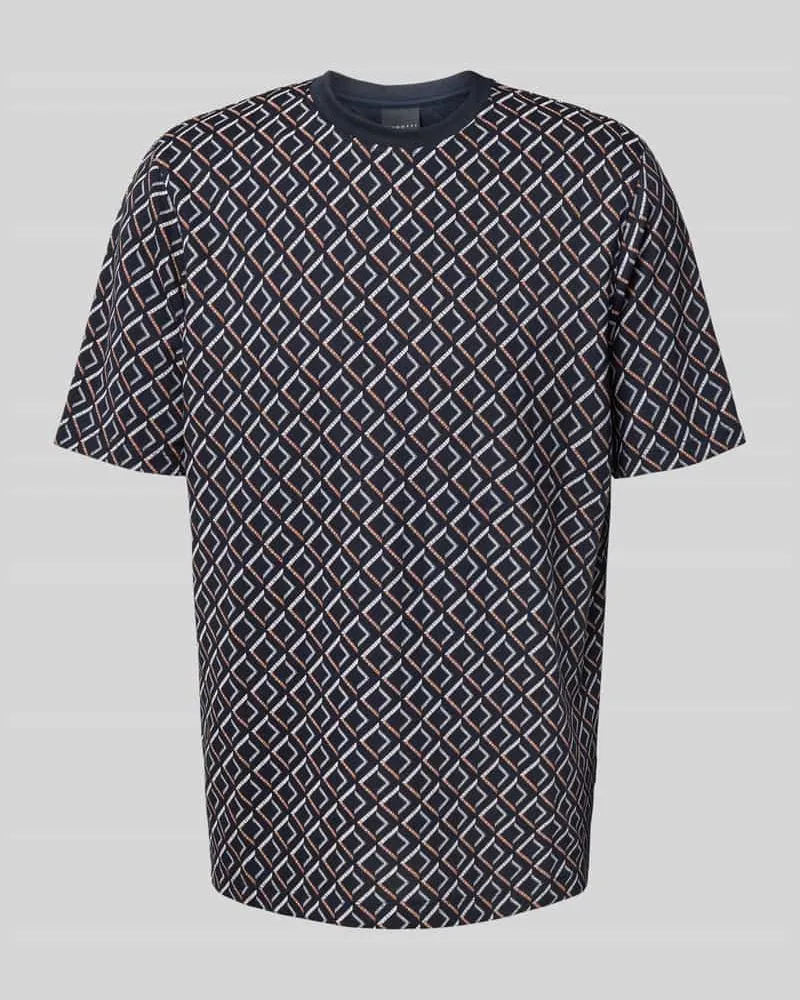 Bugatti T-Shirt im Allover-Look mit Rundhalsausschnitt 