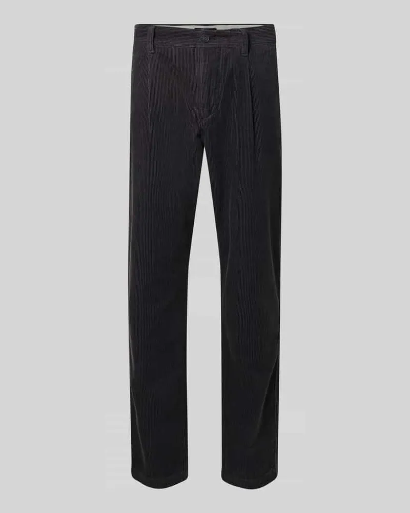 Marc O'Polo Tapered Fit Cordhose aus reiner Baumwolle Modell 'OSBY PLEATS Anthrazit