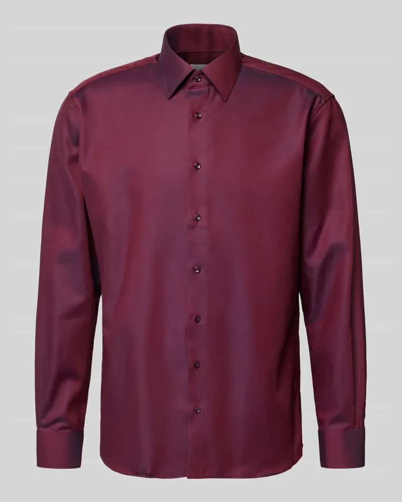 Eterna Modern Fit Businesshemd mit Knopfleiste Bordeaux