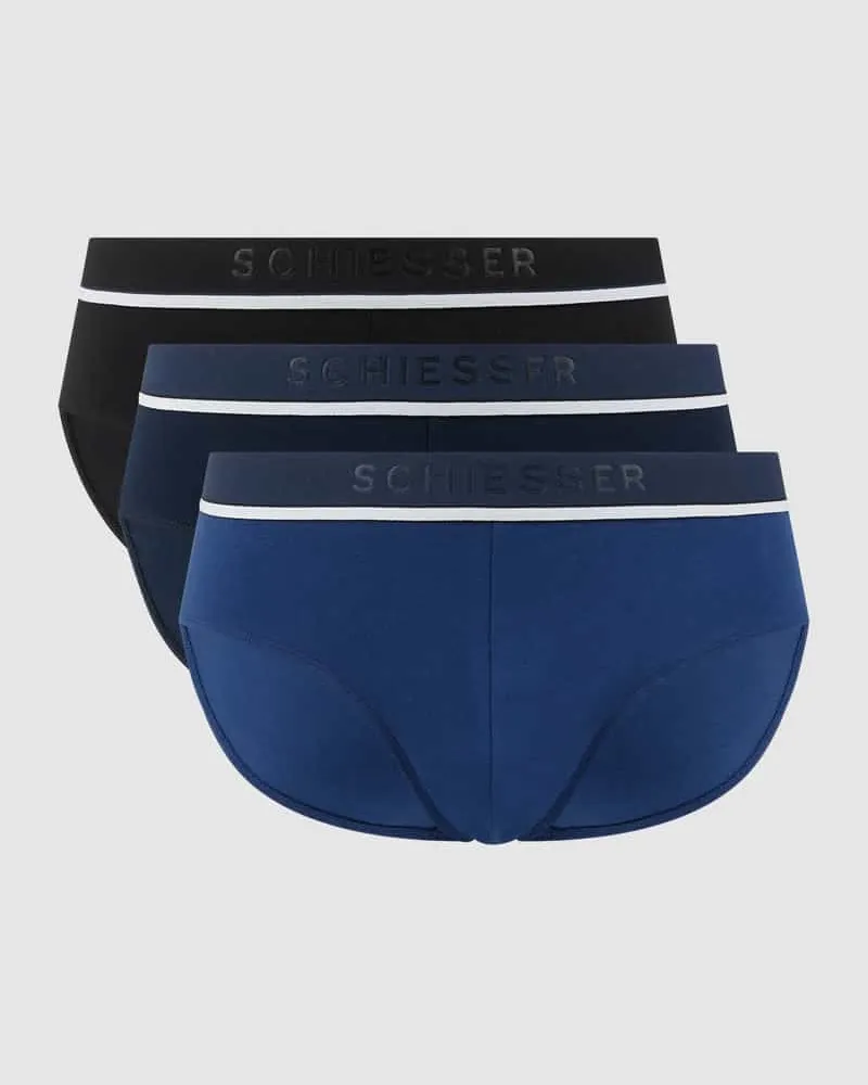 Schiesser Slip mit Label-Details Modell 'Rio' im 3er-Pack 