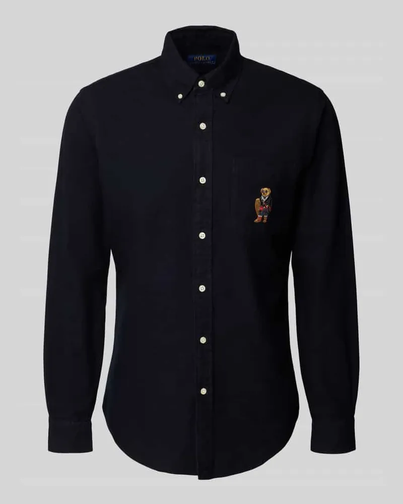 Ralph Lauren Custom Fit Freizeithemd mit Motiv-Stitching Black