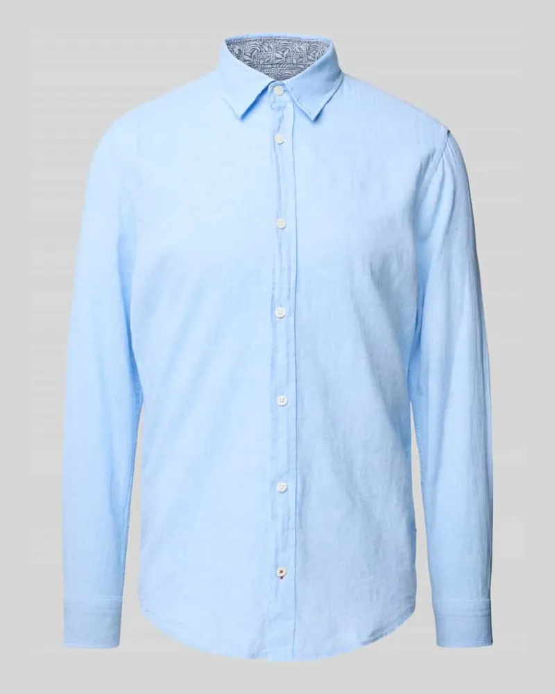 JOOP! Regular Fit Freizeithemd aus Leinen-Baumwoll-Mix Modell 'Hanson Hellblau