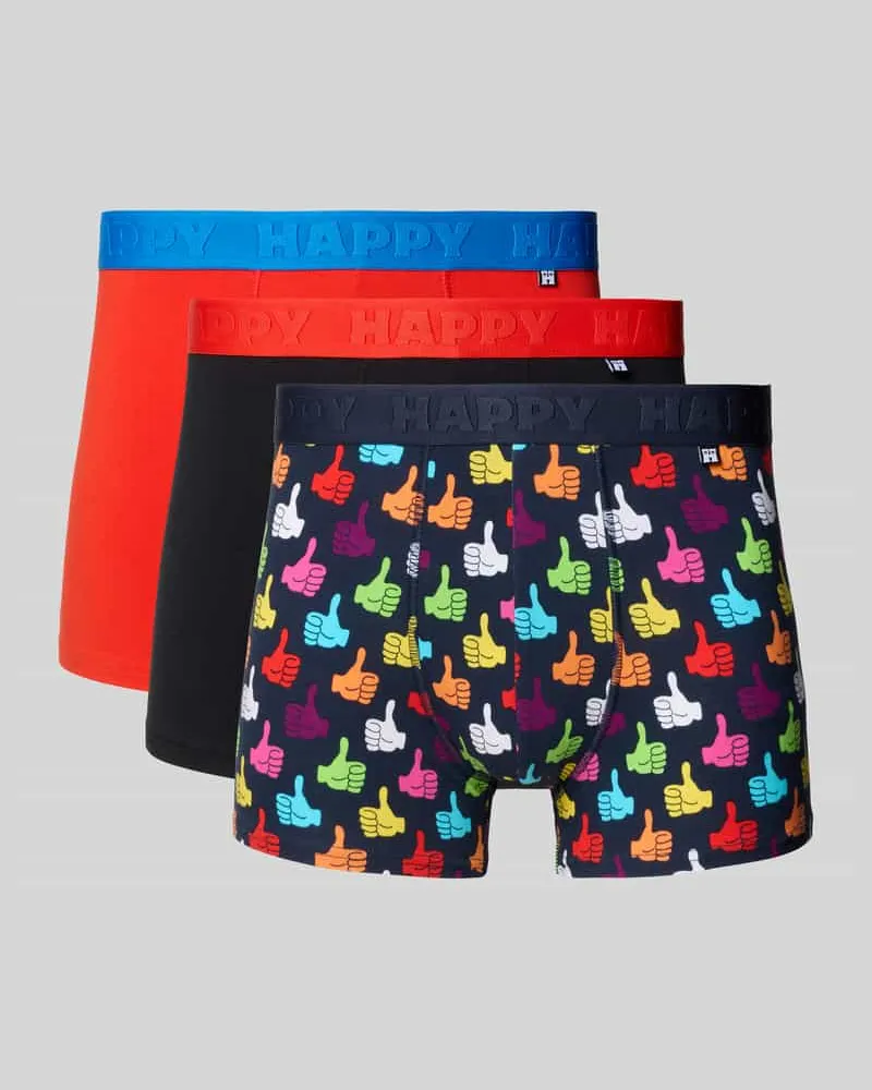 Happy Socks Pants mit elastischem Logo-Bund im 3er-Pack Black