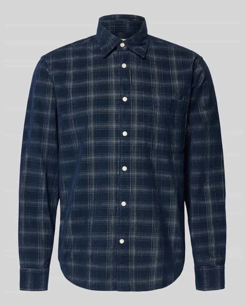 Selected Homme Regular Fit Freizeithemd aus reiner Baumwolle Dunkelblau