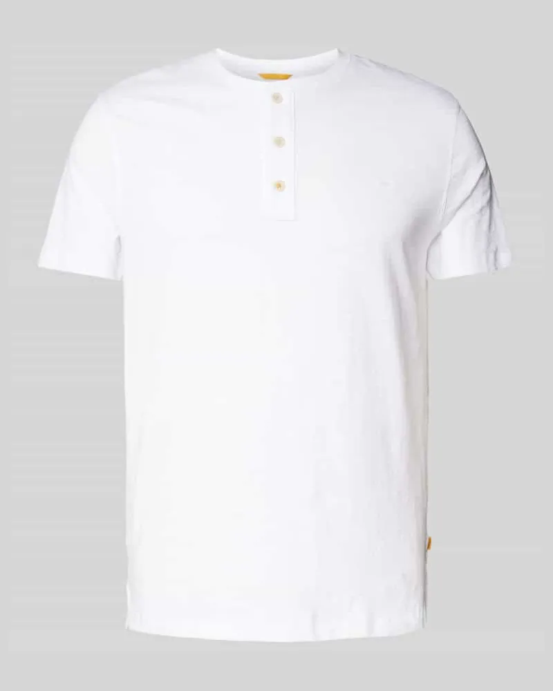 Camel Active T-Shirt mit Serafino-Ausschnitt Weiss