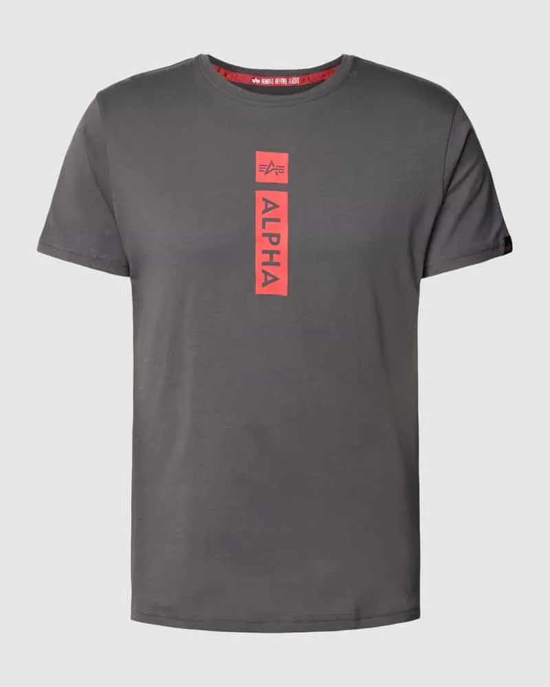 Alpha Industries T-Shirt mit Label-Print Dunkelgrau