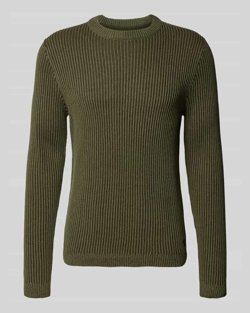 Jack & Jones Slim Fit Strickpullover aus Baumwoll-Mix Modell 'DOVER Oliv