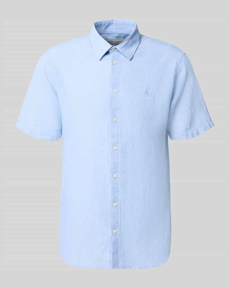 Casual Friday Slim Fit Freizeithemd aus Leinen-Baumwoll-Mix Modell 'AKSEL Hellblau