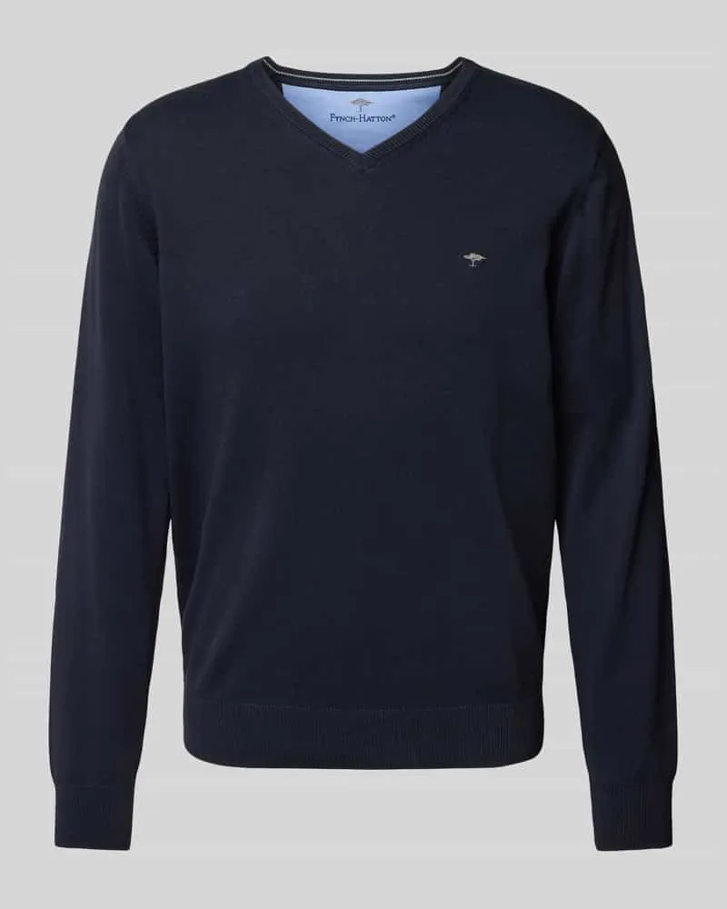 Fynch-Hatton Strickpullover mit Logo-Stitching Marine