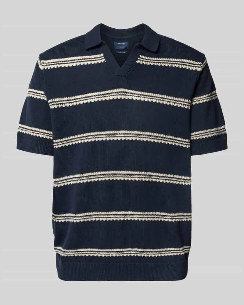 McNeal Relaxed Fit Poloshirt mit V-Ausschnitt Dunkelblau