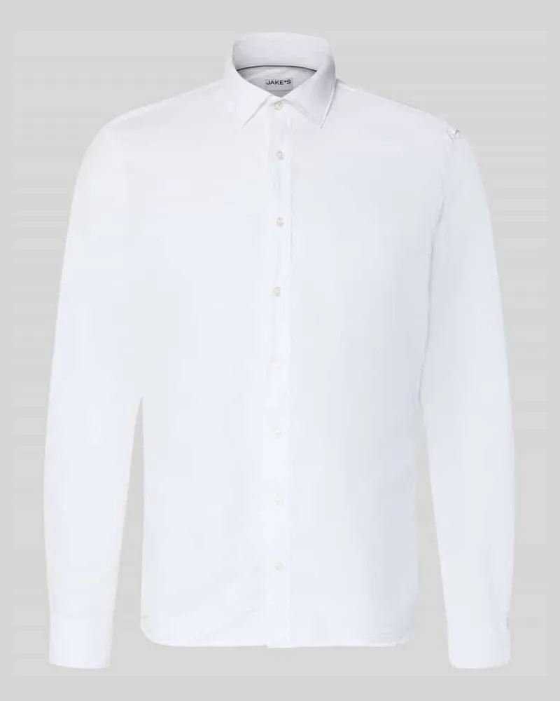 JAKE*S Regular Fit Freizeithemd aus Leinen-Mix Weiss